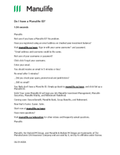 Do I have a Manulife ID? - Video transcript