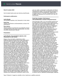 Intégrer une perspective environnementale, sociale et de gouvernance (ESG) à nos analyses macroéconomiques et de placement - Transcription du balado