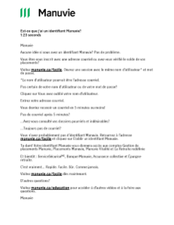 Est-ce que j’ai un identifiant Manuvie? - Transcription de la vidéo