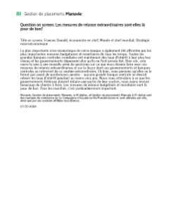 Perspectives macroéconomiques mondiales T3 2020 - les mesures de relance extraordinaires