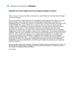 Perspectives macroéconomiques mondiales T3 2020 - les principaux risques
