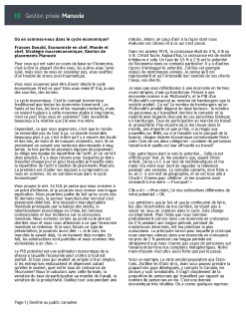 Où en sommes-nous dans le cycle économique? - Transcription de la vidéo